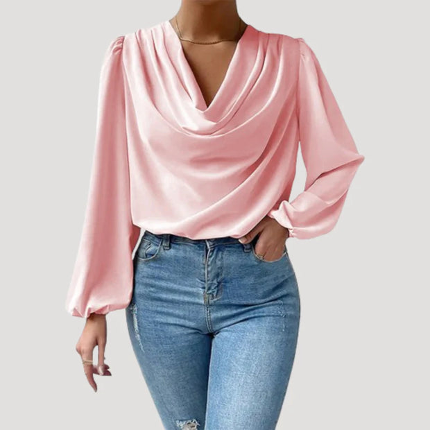 Julia™ | Lätt och Luftig Chiffonblus med Elegant V-ringning